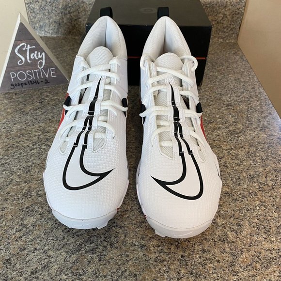 Nike Alpha‎ Menace 3 Shark Football Cleats White / Red (CV0582-103) Mens Size 14